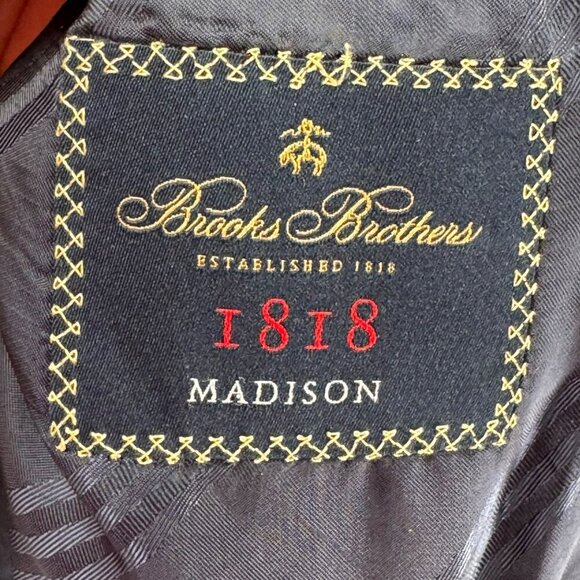 Brooks Brothers 1818 Madison Mens Black Blazer Size 44L 2-Button Imported Fabric - Picture 10 of 10